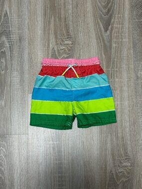Cat & Jack Pink Red Teal Blue Lime Green Striped Swim Trunks